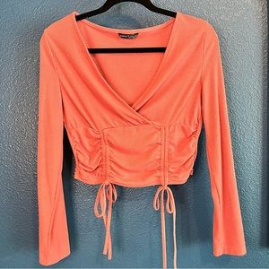 Shein Dusty Rose Long Sleeve Crop Top L